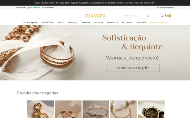 Página inicial do site Diamon