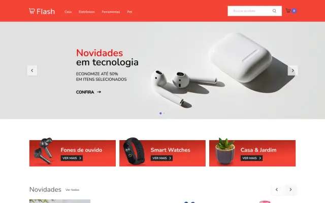 Página inicial do site Flash